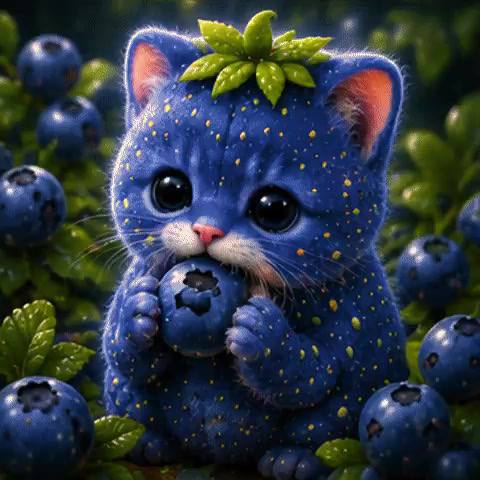 Fruit Cat as a blueberry
