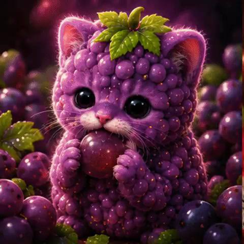 Fruit Cat as a grape